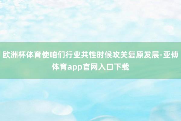 欧洲杯体育使咱们行业共性时候攻关复原发展-亚傅体育app官网入口下载