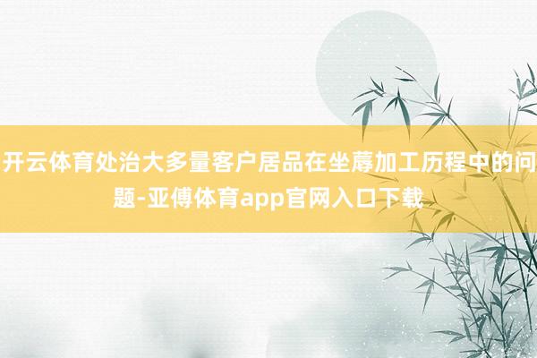 开云体育处治大多量客户居品在坐蓐加工历程中的问题-亚傅体育app官网入口下载