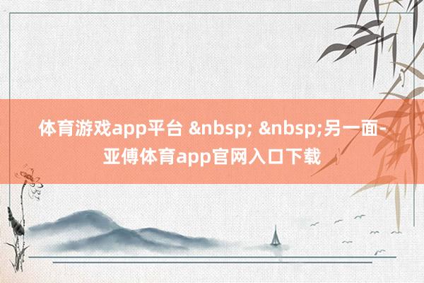 体育游戏app平台 &nbsp; &nbsp;　　另一面-亚傅体育app官网入口下载