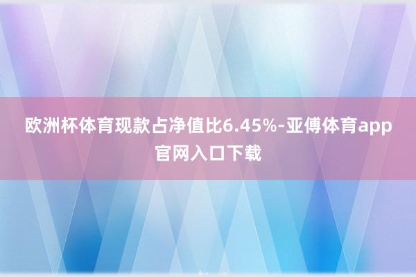 欧洲杯体育现款占净值比6.45%-亚傅体育app官网入口下载