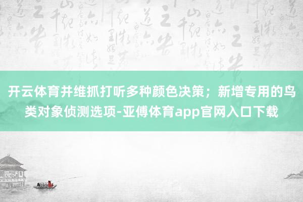 开云体育并维抓打听多种颜色决策；新增专用的鸟类对象侦测选项-亚傅体育app官网入口下载